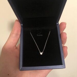 Diamond Bezel Necklace 14k White Gold DBTY